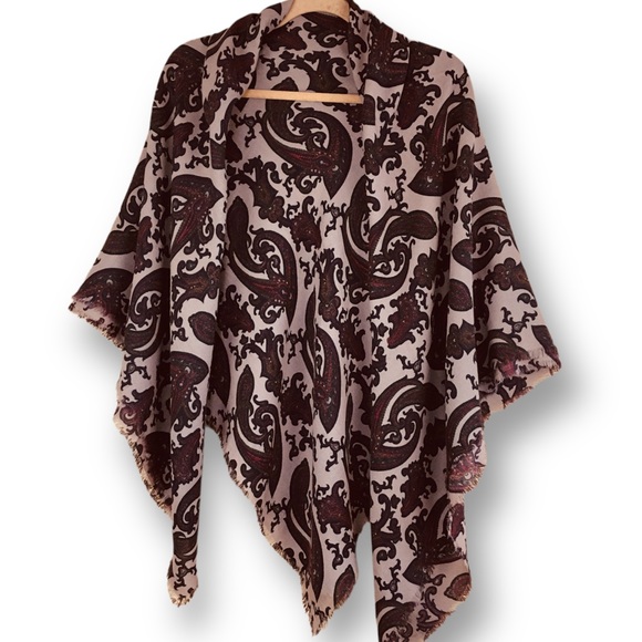 EMPORIO ARMANI VINTAGE 80s WOOL OVERSIZED SQUARE PAISLEY SHAWL SCARF IN EARTHY - Picture 6 of 13